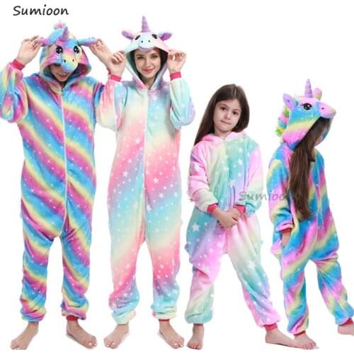 Winter Animal Onesie Kids Kigurumi Pajamas Unicorn Sleepwear For Women Pijama Baby Jumpsuit Girl Boy Sleepers Blanket Overalls