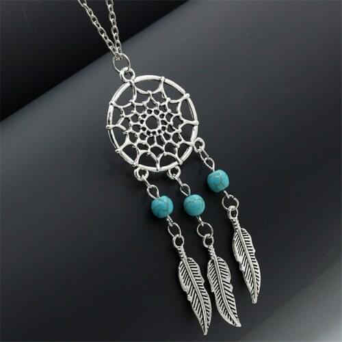 1pc Ladies New Dream Catcher Feather Pendant Necklace Charm Chain Necklace