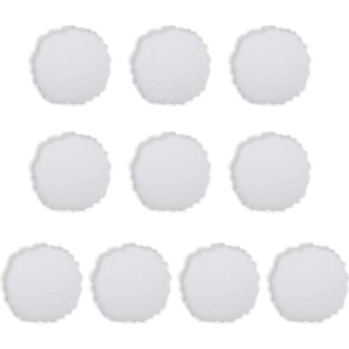 10 Pcs Glossy Coaster Epoxy Resin Mold Agate Slice Cup Mat Casting Silicone Mould DIY Crafts Jewelry Placemat Mold