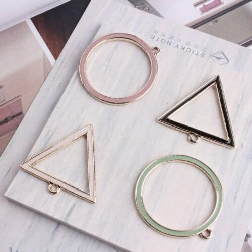 10Pcs/Set Single-sided hollow triangle round diy hollow alloy accessories geometric earrings pendant jewelry pendant fitting
