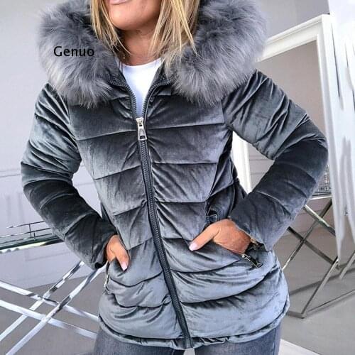 2021 Fashion Fur Collar Cotton Jacket Women Padded Winter Coat Black Hood Warmness 4XL Womens Coats Plus Size Parkas Outwear
