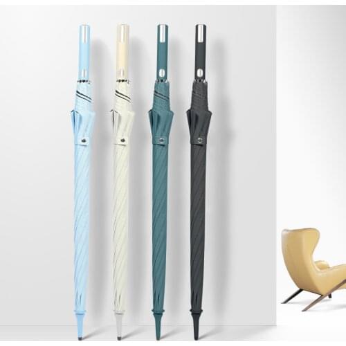 2021 Luxury Semi Automatic Business Mens Umbrella Long Handle Windproof Golf Sun Umbrella Anti-UV Glassfiber Parasol