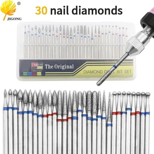 30pcs Manicure Burs Pedicure Nail Drill Bit Foot Cuticle Clean Tools Nail File Grinding Head Accessories
