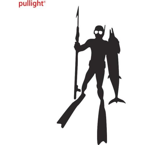 9.3*19CM Interesting Fishing Diver Vinyl Decals Free Diver Diving Shape Sticker