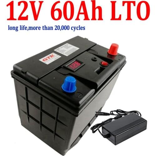 GTK 12v 60ah LTO battery pack Lithium titanate battery pack with BMS for solar Solar boat backup power scooter RV + 10A Charger