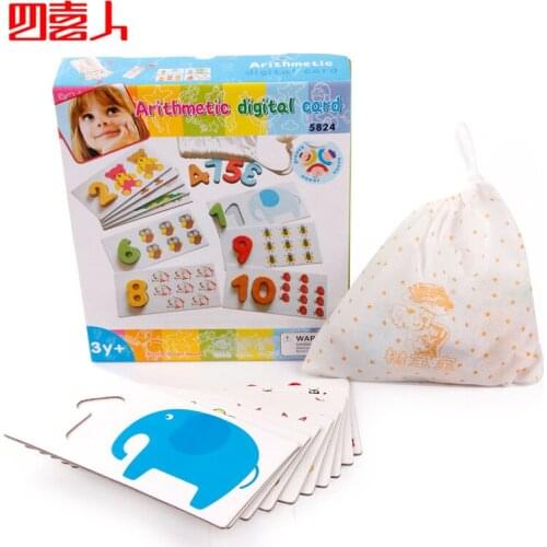 Wooden count number card, childrens toys digital matching puzzle, early enlightenment know Numbers,Learning & Education-Ma