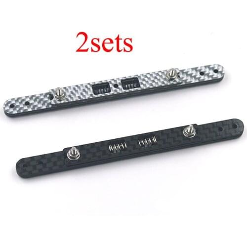 2 Sets Double Springs Front/Rear Plate Silver/Black Carbon Fiber Sliding Faucet/Phoenix Tail 94845/95307 for Tamiya Mini 4WD Car