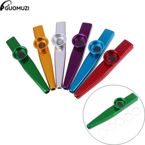 Aluminum Alloy Metal Kazoo With 5Pcs Flute Diaphragm For Children Kids Music-lovers Gifts