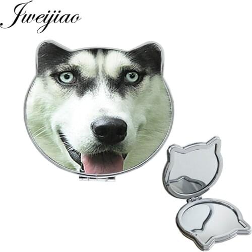 JWEIJIAO Famous dog corgi art photos PU Hand leather Makeup mirrors Ferocious beasts Protect owner animal Cat Ear Mirrors C738