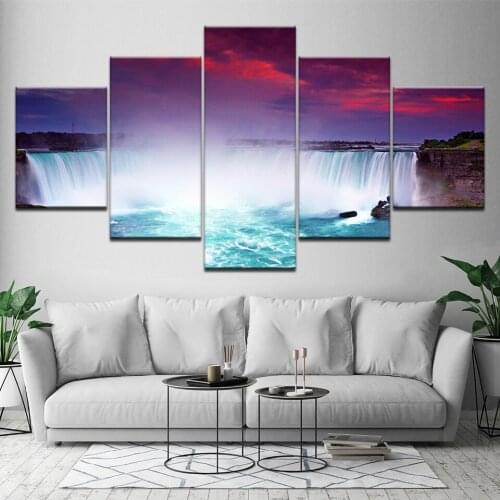 Canvas Painting Spectacular waterfall landscape 5 Pieces Wall Art Painting Modular Wallpapers Poster Print Home Decor