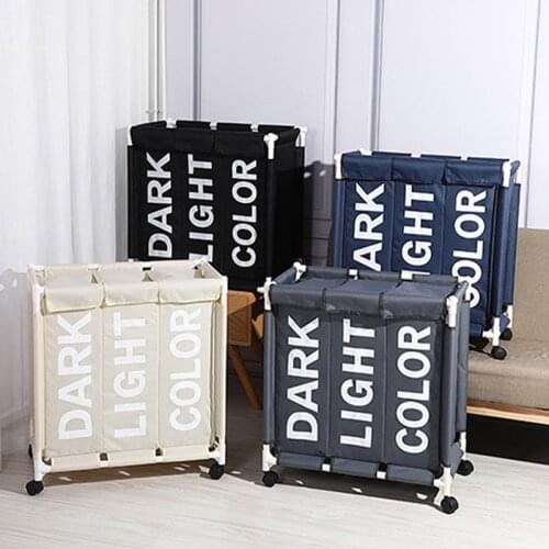 Dirty Laundry Basket With Lid 3 Grid Divided Large Laundry Basket Hamper Linen Organizer Storage Box For Clothes Waterproof