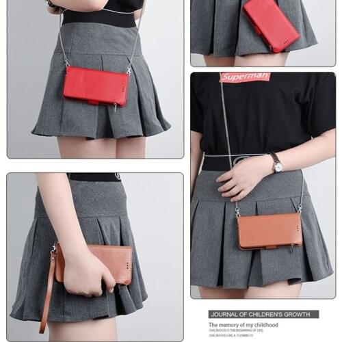 For iphone 12 11 pro Xs max XR X 8 7 6 plus 5s SE Microfiber leather phone case Zipper Wallet Messenger Crossbody Phone Bag case