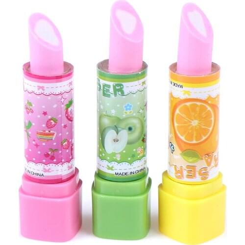 1PCS Colorful Eraser Lipstick Ice Cream Shape Students Gift School Office Supplies for Pencil Rotary Rubber Stationery Kids