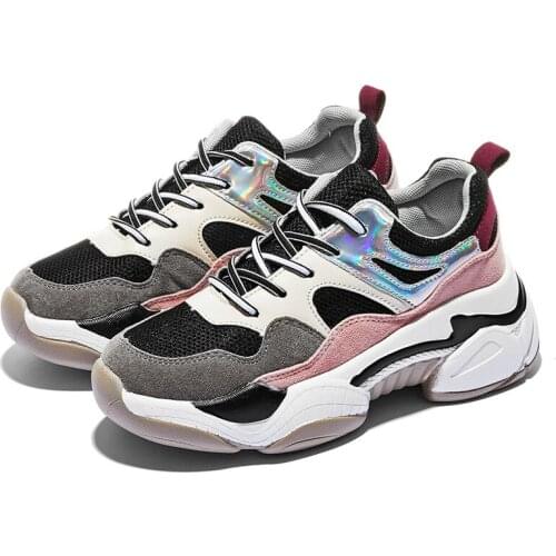 Women Chunky Sneakers Spring Autumn Breathable Female Lace Up Boots Comfortable Platform Horsehair Shoes Running Casual Shoe 5cm