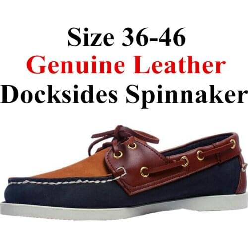 Men Women Spinnaker Genuine Leather Docksides Classic Loafers Boat Shoes For Homme Femme A099
