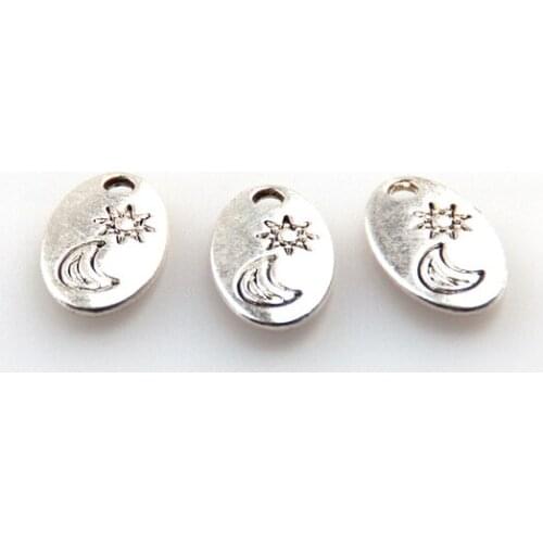 MOODPC Free shipping fashion alloy oval moon star double side charm for DIY making bracelet,necklace jewelry metal beads charms