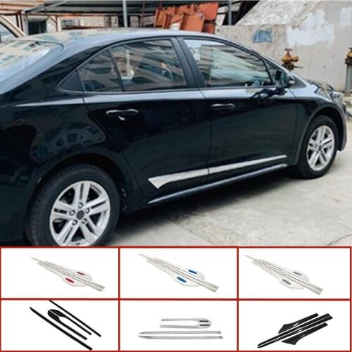 For Toyota Corolla Altis 2019 2020 Car Sticker Styling Body Side Door Trim Strip Molding Stream Panel Bumper Hoods Parts 4pcs