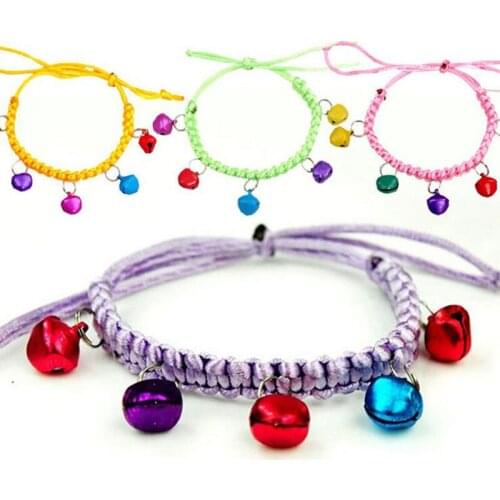 One Size Cute Candy Color Hand knitted Pet Dog Cat Puppy Neck Collar With Colorful Bells Pet Supplies Gift Color Random