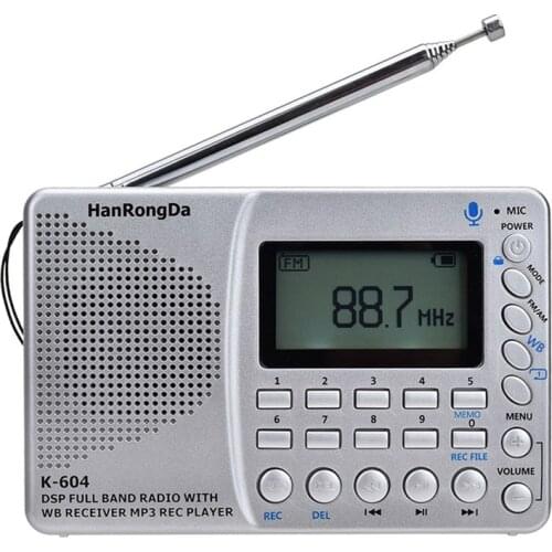 MINI FM Stereo Portable Radio AM WB with Time Display Card Multifunctional Radio MP3 Player Support TF Card Line-in Recorder