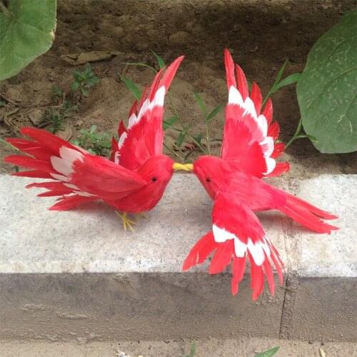 About 12cm 2 pieces a lot simulation red bird model foam&furs mini wings birds toys 1351