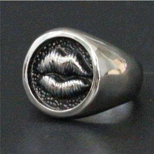 Drop Ship Size 7-13 Cool Fashion Lips Ring 316L Stainless Steel Women Mens Lips Style Ring
