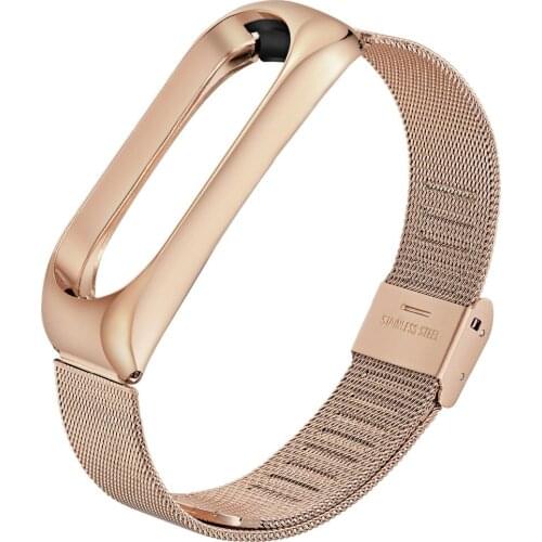 Smart Watch Band for Xiaomi Band 3 Screwless Stainless Steel Metal Watchband Wristband for Mi Band 3 Black Rose Gold