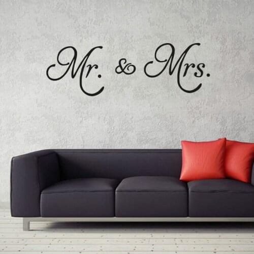 1Pc Vinyl Mr Mrs Wall Home Decoration Supplies Bedroom Removable Decal Modern Wedding Room DIY Room Stickers For Living Decor