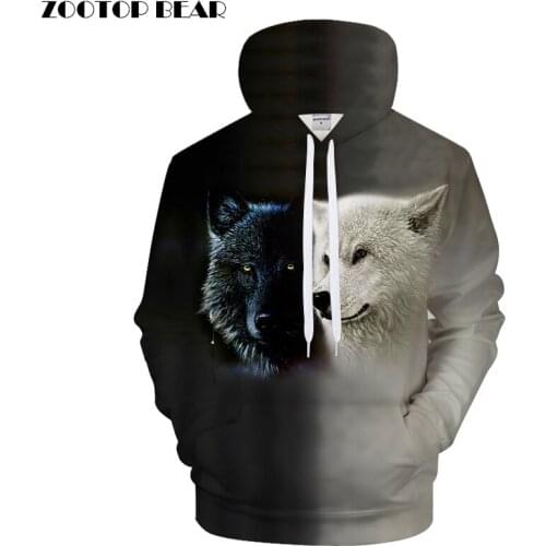Grey Hoodies Wolf Sweatshirts Men Women 3D Hoody Casual Tracksuit Streetwear Pullover Harajuku Coat Print Drop Ship ZOOTOPBEAR