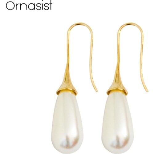 Simpe Water Drop Simulated Pearl Earring Female Vintage Fashion Elegant Earrings For Women Korean Jewelry