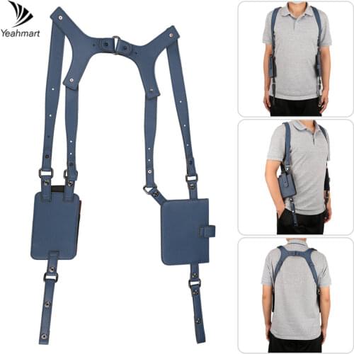 Blue Anti-Thief Underarm Double Shoulder Wallet Bag Hidden Holster Belt Security Concealed Tactical Pack Backpack For Man/Male