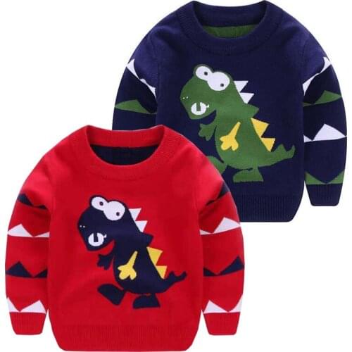 Lovely Dinosaur Boys Sweaters Autumn Fall Toddler Girls Pullover Knitted Wear Winter Childrens Tops Kids Clothes