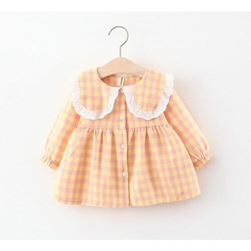 Spring newborn baby girl clothes plaid long sleeve dress costume for baby girls clothing infant 1st birthday dresses dress