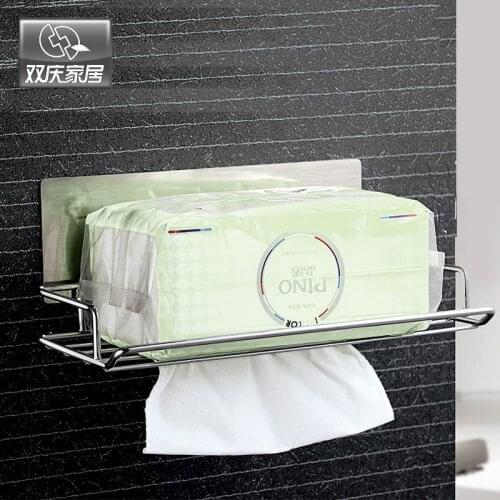Magic Flexible Sticker Paper Holder Rack Kitchen Metal Chormed Wall Mounted Stainless Steel Toilet Paper Holder Towel Racks