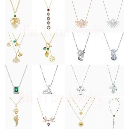 High Quality SWA Necklace Neotropical Leaves. Stunning Ginkgo Layering. Tropical Parrot Necklace Feminine Elegant Jewelry Gift