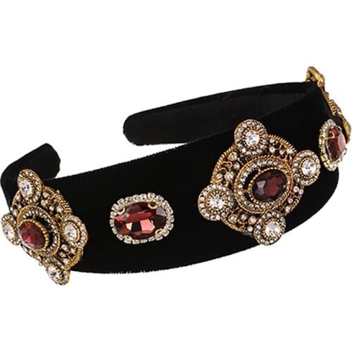ZHINI Ethnic Gothic AAA Zircon Crystal Handbands for Women Exaggeration Boho Retro Gold Color Hair Accessories Handmade Jewelry