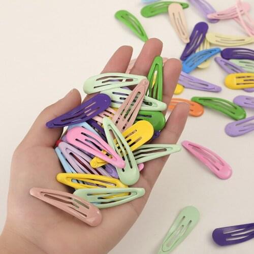 10/20Pcs Cute Snap Hair Clips Set Metal Korean Candy Color Hairpin for Girls Women Simple Hairgrips Barrettes Headwear 3cm 5cm