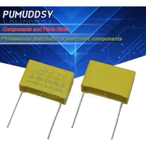 10PCS 0.68uF 10PCS capacitor X2 capacitor 275VAC 680NF Pitch 22mm X2 Polypropylene film capacitor 0.68uF