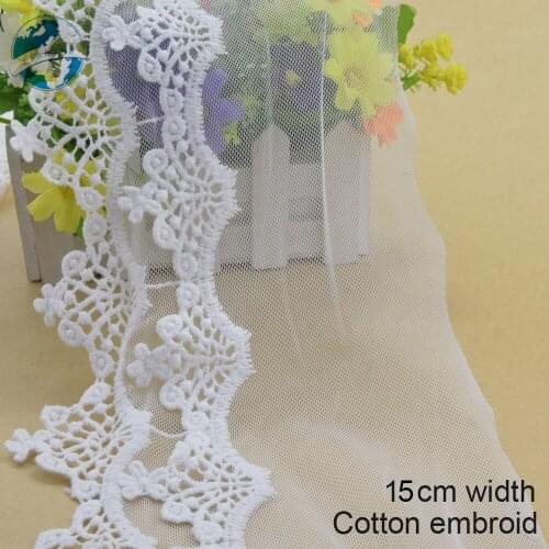 10yards 17cm double layer cotton embroidery french lace ribbon fabric guipure diy trims warp knitting sewing Accessories3004