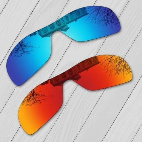 E.O.S 2 Pieces Ice blue & Fire Red Mirror Polarized Replacement Lenses for Oakley Antix Sunglasses