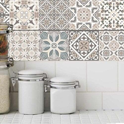 25pcs Retro Tiles Wall Stickers For Bathroom Kitchen Decor Tile Sticker DIY Waterproof Wallpaper PVC Wall Sticker Waist Line