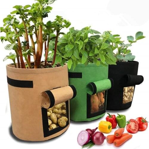 5/7/10 Gallon Potato Grow Bags Round Garden Seeding Planting Grow Bag Felt Plant Container Vegetable Frucit Growing Bag