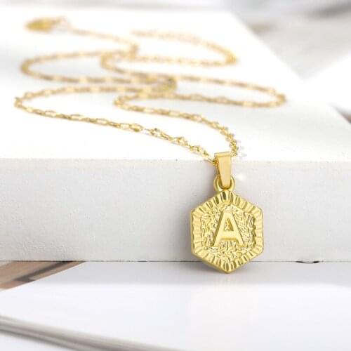 A-Z Initial Pendants Necklaces gold color stainless steel Chain Letter Jewelry Choker Accesorios birthday friend kid gift 2020