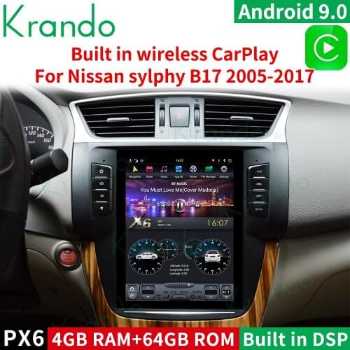 Krando Android 9.0 10.4" for Nissan Sylphy B17 Sentra 2012-2017 verticial screen multimedia system multimedia system car android