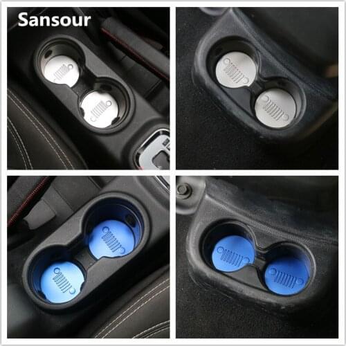 Sansour 4 Door Aluminum Alloy Car Front Water Cup Holder Bottle Cup Decorative Cover Cup Cushion for Jeep Wrangler 2011-2016