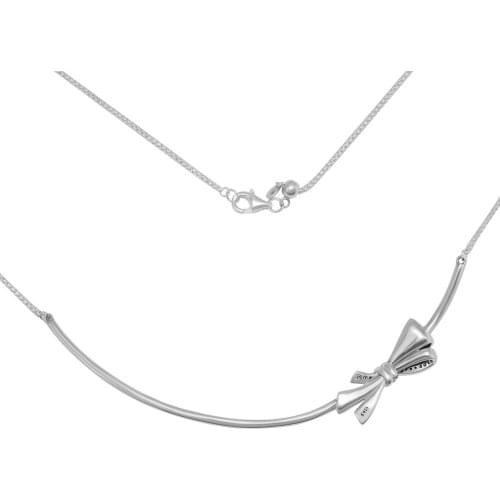 Brilliant Bow Necklace Fits For Beads & Charms DIY Chain Fashion Female Necklace Sterling Silver Jewelry