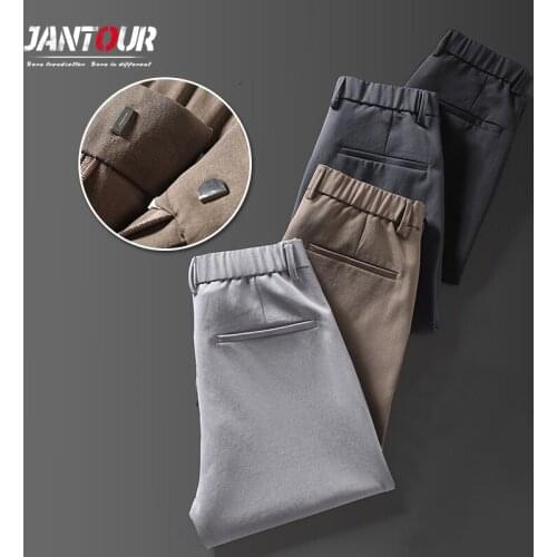 Jantour Brand Summer Mens Pants Casual Basic Classic Straight Korean Style Business Office Trousers Men 2021 New Big Size 38
