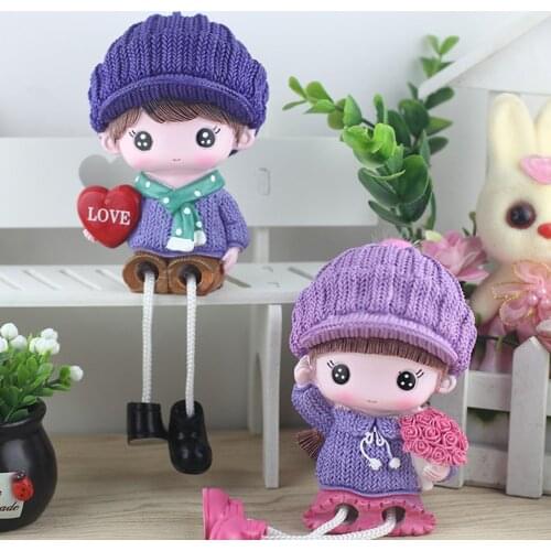 Resin Decorative Dangling Figurine Home Livingroom Hanging Legs Doll Sitter Decoration Sitting Decor Figurines Boys Girls Statue