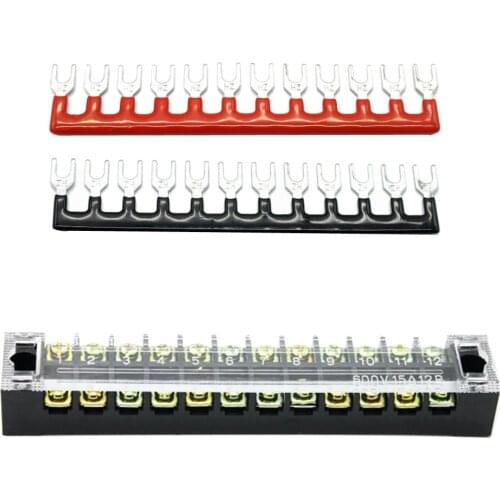 Dolity 600V 15A 12 Positions Barrier Strips Dual Row Screw Electric Terminal Blocks