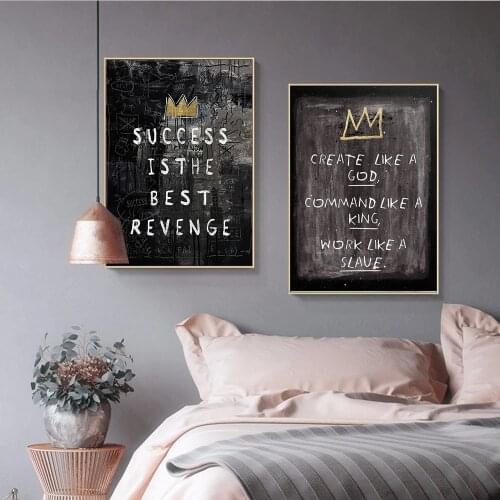 Canvas Painting Success Is The Best Revenge Motivational Graffiti Street Art Great Like A God Quote Wall Art for Home Decoration