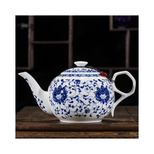 China Blue and white thin porcelain teapot High capacity 320ML 1L Ceramic tea pot traditional chinese tea set